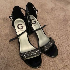 Black glitter heels by Guess